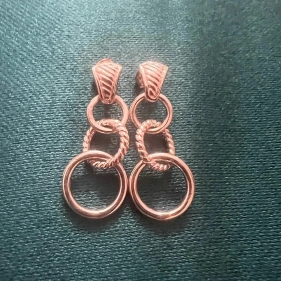 Twisted Oval Link Solid 925 Sterling Silver Earrings Vintage Inspired - Picture 2 of 12